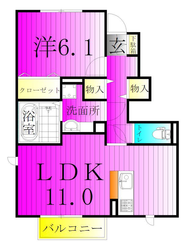 セジュールVI(1LDK/1階)の間取り写真