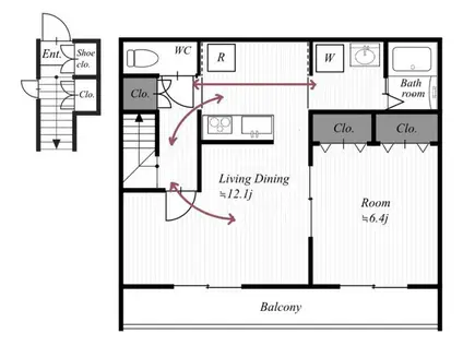 ステラノート(1LDK/3階)の間取り写真