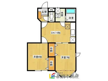 アネスト・ソレイユA(2DK/1階)の間取り写真