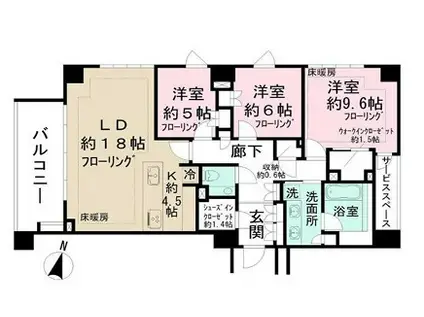 ザ・パークハウス千代田六番町(3LDK/8階)の間取り写真