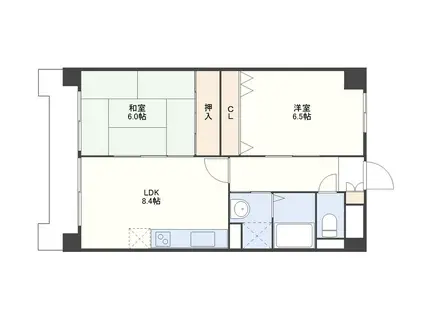 ラングザーム本原(2LDK/5階)の間取り写真