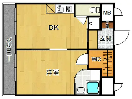 ピュアハウス甲子園(1DK/6階)の間取り写真