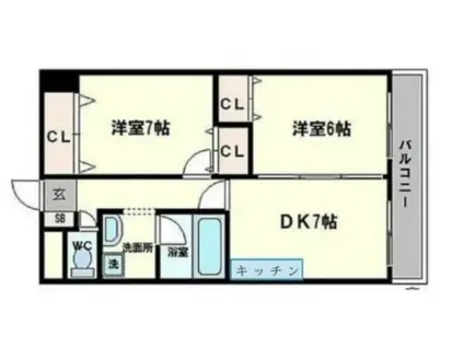 イーズコート桃山台(2DK/4階)の間取り写真