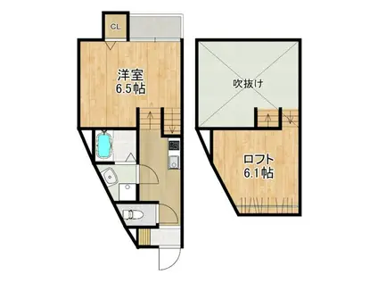 MODERN PALAZZO堂崎LIEBE(1SK/1階)の間取り写真