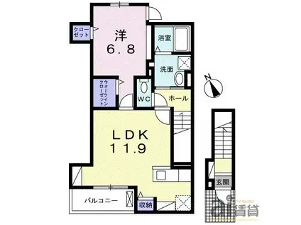 ヴィラージュ狭山祇園B(1LDK/2階)の間取り写真