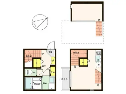 サンクブロンシェット(ワンルーム/1階)の間取り写真