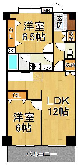 ひよどり(2LDK/2階)の間取り写真