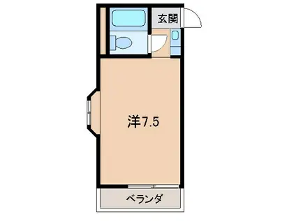 ヴェルナールゆあさ(ワンルーム/3階)の間取り写真