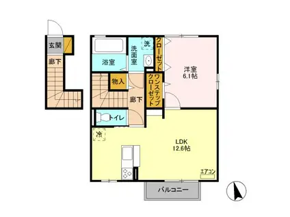 ルナールB(1LDK/2階)の間取り写真