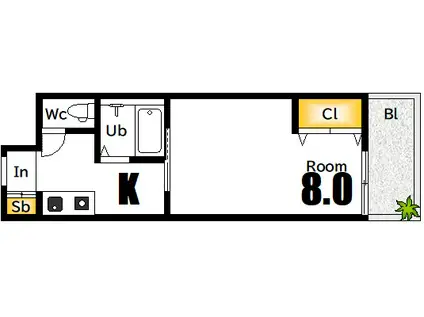 サンコート大手町(1K/2階)の間取り写真