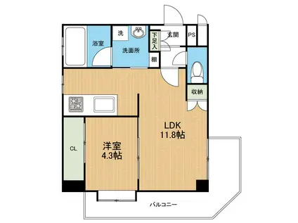 アップリッチ本荘(1LDK/2階)の間取り写真