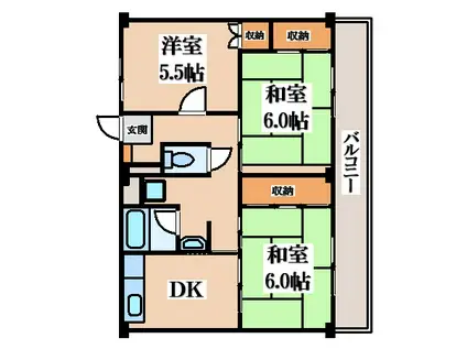 ビレッジハウス春日I(3DK/4階)の間取り写真