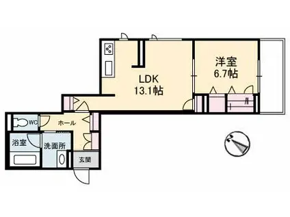 アズール牛田本町(1LDK/1階)の間取り写真