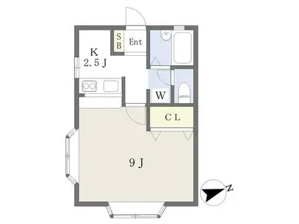 ハートフルプラザ(1K/2階)の間取り写真