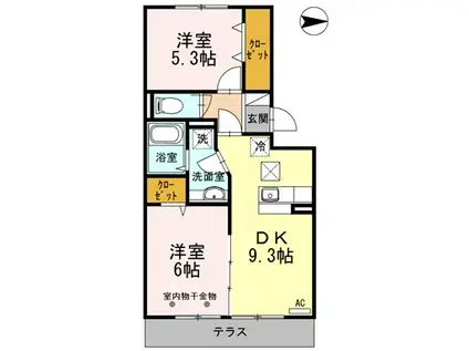 セジュール保塚A(2DK/1階)の間取り写真