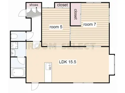 サンライズ小本(2LDK/1階)の間取り写真