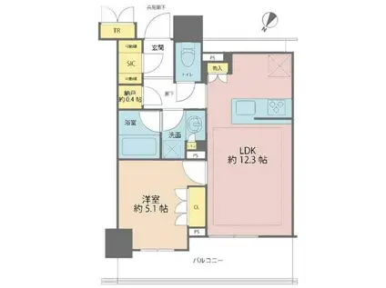 ブリリアタワー有明ミッドクロス(1LDK/25階)の間取り写真