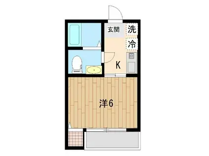 PARADISO越谷(1K/1階)の間取り写真