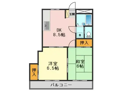 ハイネス瑞江(2DK/4階)の間取り写真