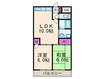 リッチメイト出丸(2LDK/3階)の間取り写真