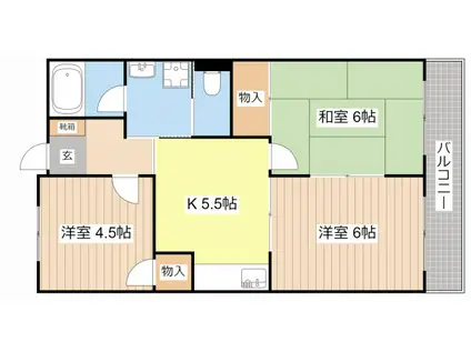 リンピアピュア(3K/2階)の間取り写真