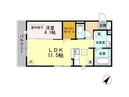 コンフォート光丘(1LDK/1階)の間取り写真
