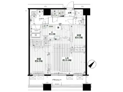 勝どき ザ・タワー(2LDK/42階)の間取り写真