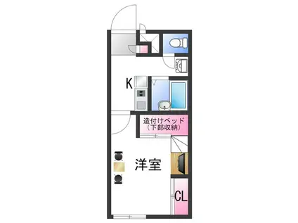 レオパレスあおぞら(1K/1階)の間取り写真