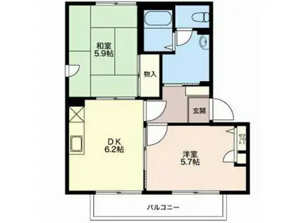 ルシアージュA(2DK/1階)の間取り写真