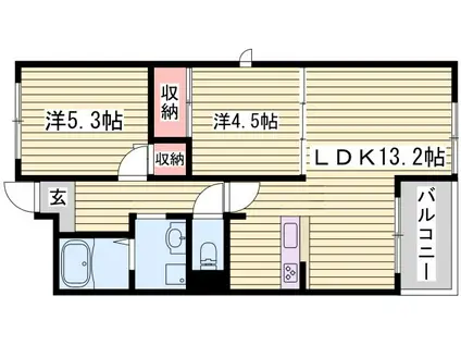 セントポーリアII(2LDK/4階)の間取り写真