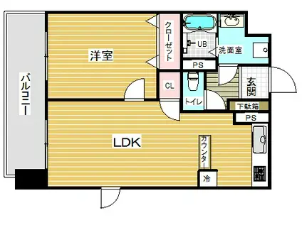 パルシオ三宮フラワーロード(1LDK/8階)の間取り写真
