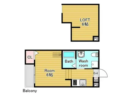 リッツハウス(1K/2階)の間取り写真