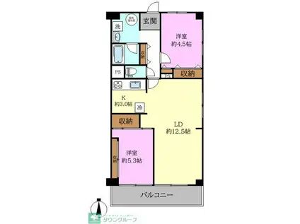 川越サンハイツ(2LDK/11階)の間取り写真