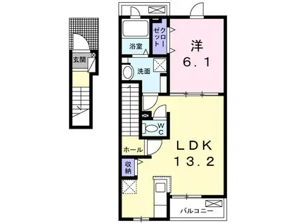 ソルフィオーレ I(1LDK/2階)の間取り写真