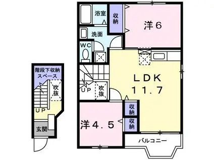 グレイスフルフィールドII(2LDK/2階)の間取り写真
