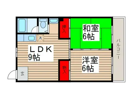 和名ヶ谷京葉ハイツ(2LDK/3階)の間取り写真