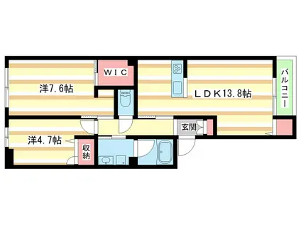 近鉄大阪線 大和八木駅 徒歩15分 3階建 築5年(2LDK/2階)の間取り写真