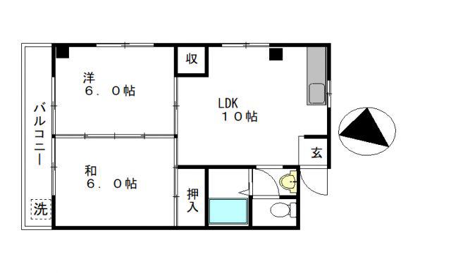 リバープール竹島(2LDK/3階)の間取り写真