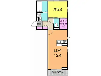 ウィンケード長町南(1LDK/2階)の間取り写真