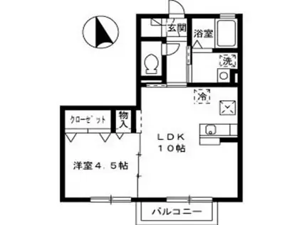 リビングタウン高松中央(1LDK/2階)の間取り写真