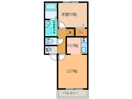 グランドールG12(1LDK/1階)の間取り写真