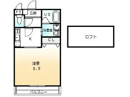 エスペランサ(ワンルーム/2階)の間取り写真
