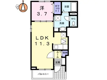 カレント内浜(1LDK/1階)の間取り写真