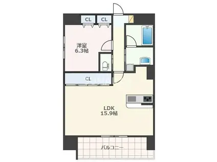 ミットハウスティア(1LDK/7階)の間取り写真