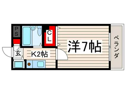 グランドマンション(1K/2階)の間取り写真