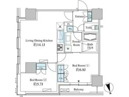 ベルファース芝浦タワー(2LDK/18階)の間取り写真