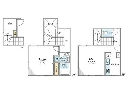 BELLEVIAGE NAKAMEGURO ベルヴィア―ジ中目黒(1LDK/2階)の間取り写真
