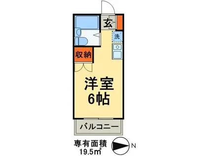 川村ハイム(1K/2階)の間取り写真