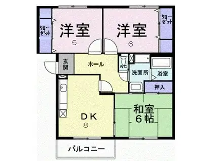 ボナール山の手パートII(3DK/2階)の間取り写真