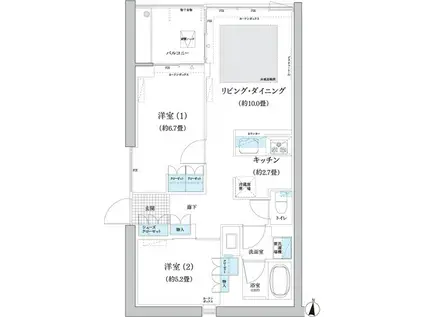 ガーデニエール砧 ウエスト(2LDK/5階)の間取り写真